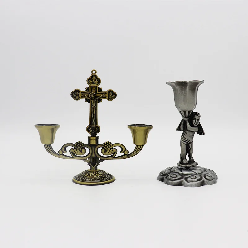Cross Ornaments Angel 1/2/3 Branch Candlestick Gifts Jesus Articulos Religiosos Catolico Menorah
