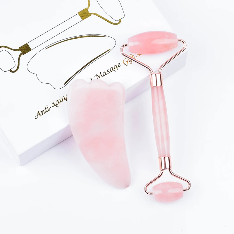 Бесшумный ролик для массажа лица розовый кварц Инструмент Для Массажа Гуаша