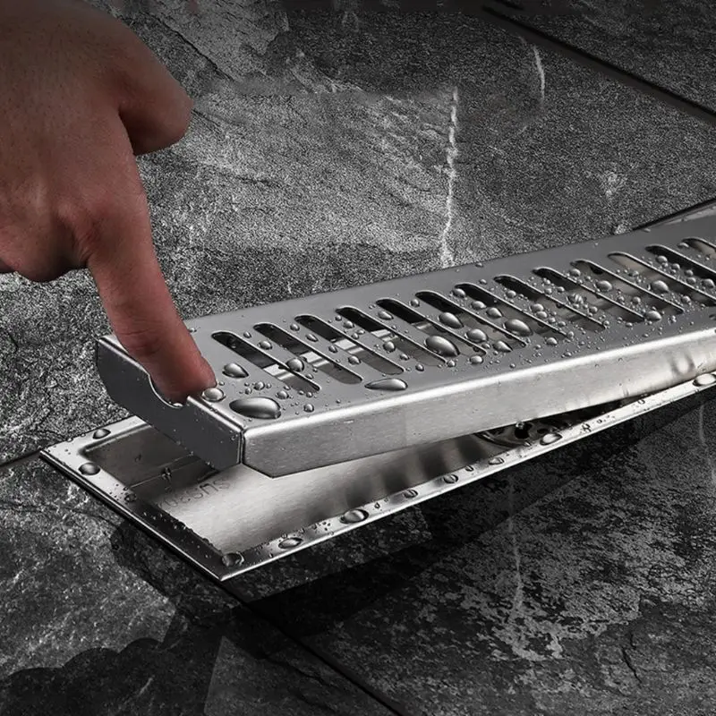 

1Set Stainless Steel Floor Drain Bathroom Shower Long Drainage Floor Drain Cover