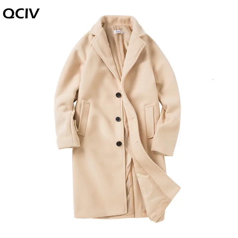 

Winter Men's Thickened Woolen Blends Long Cashmere Snow Jackets Wool Trench Coats Black/white Cotton-padded Clothes M-5XL