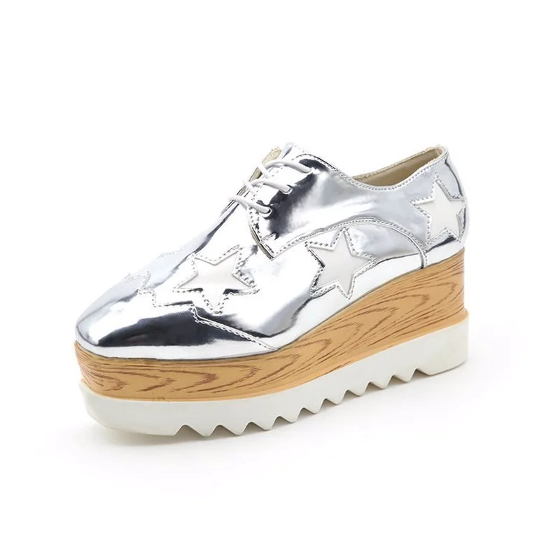 Женские кроссовки на платформе Кожаные Туфли оксфорды толстой подошве со