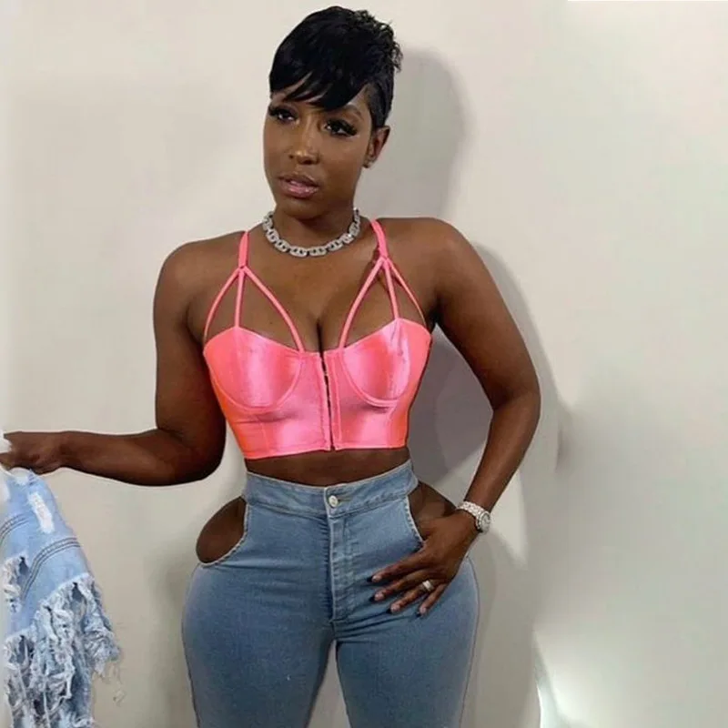 

Женский однотонный ажурный укороченный топ без рукавов, летний женский корсет с пряжкой в уличном стиле, Клубная одежда Y2K ASVE83080, 2021