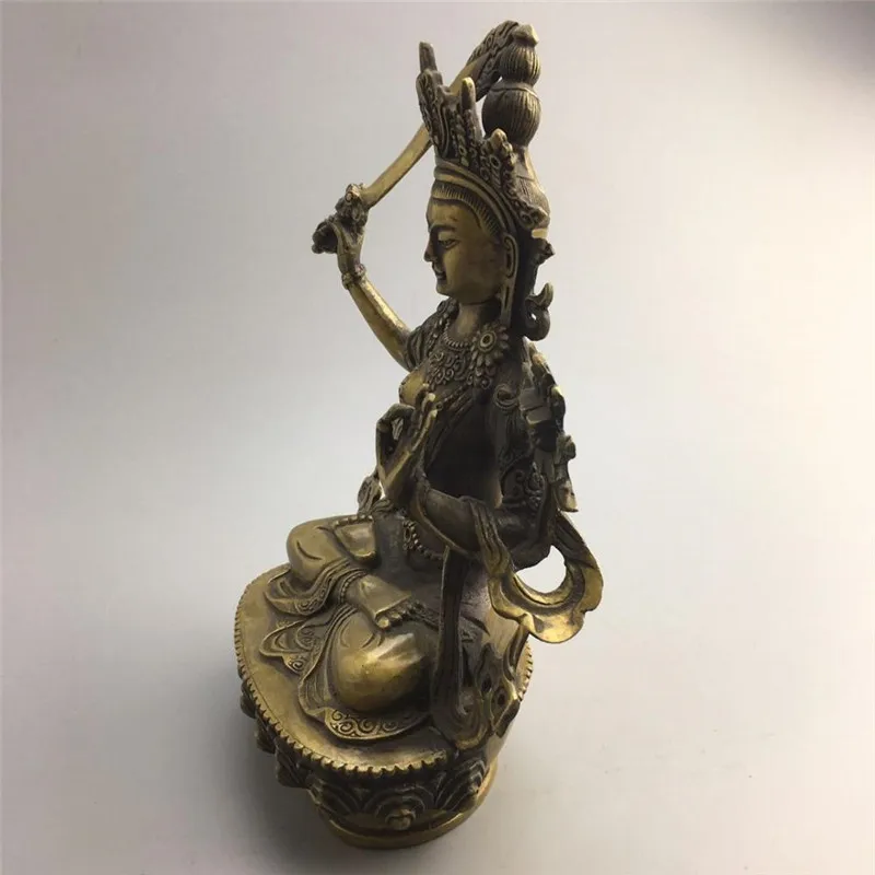Старая китайская статуэтка Будды из тибетского серебра в стиле фэн-шуй листового