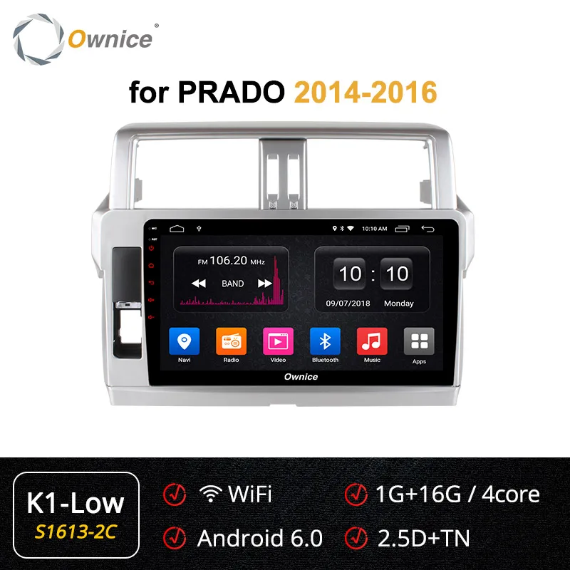 S1613-2 K1 LOW Ownice 4G Android 9,0 Автомагнитола gps k3 k5 k6 для Toyota Prado 150 2010 2011 2012 2013- DVD 360 Panorama DSP 4G LTE SPDIF - Цвет: S1613-2 K1 LOW