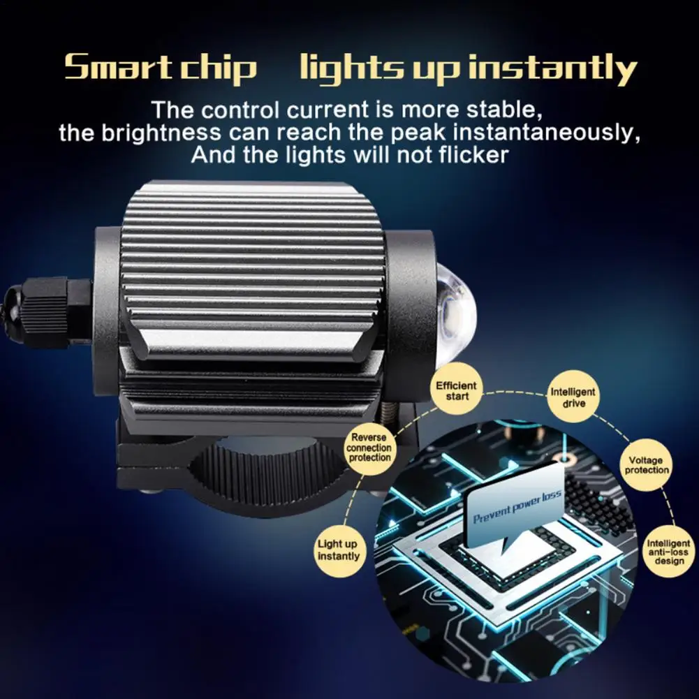 

Лампа для мотоциклетной фары, безопасная компактная Трехцветная светодиодная прожекторная лампа с линзами CSP, белого и желтого цветов, аксе...