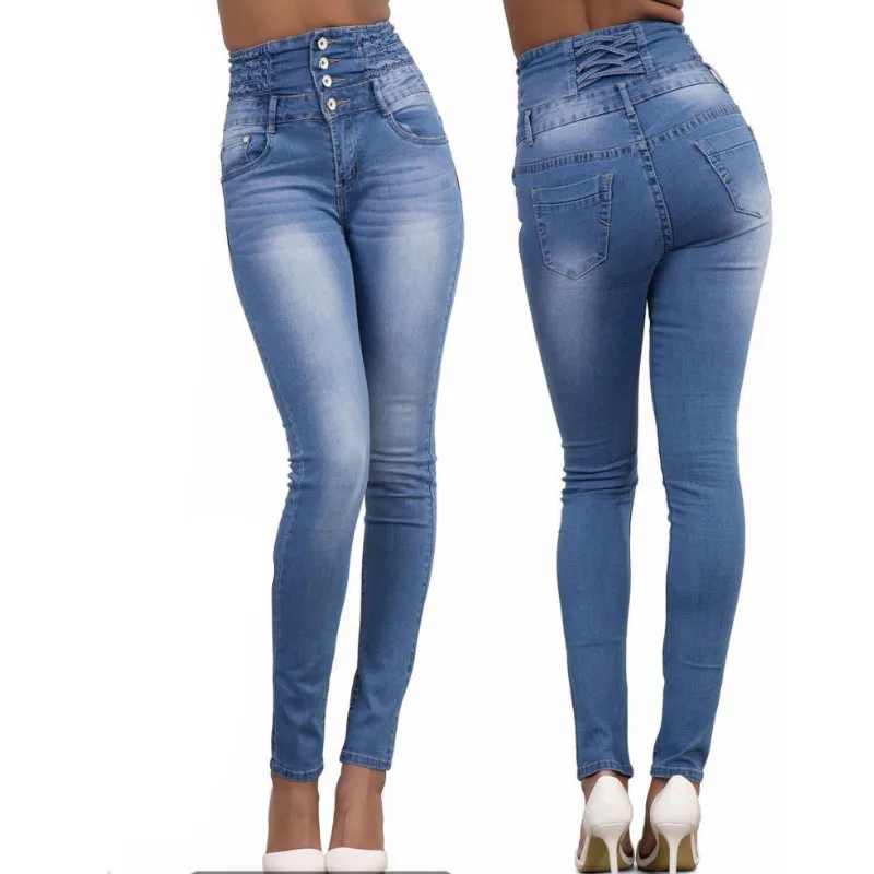 

Autumn Spring Women High Waist Club Skinny Jeans Fashion Women Denim Bodycon Jeans Pants High Waist Stretch Pencil Trousers