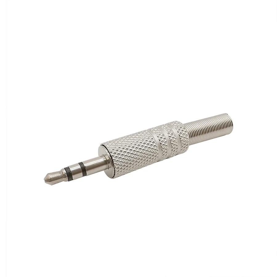 5Pcs Silver 3.5mm 3 Pole Male Repair Plug Dual Channel Audio Headphones Connector with Spring Tail Soldering for Earphone DIY - купить по