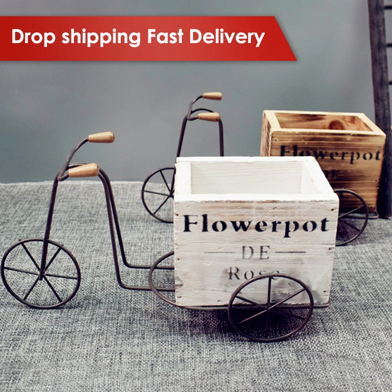 Деревянный модель мотоцикла с коляской цветочный горшок VOGVIGO Кованая подставка