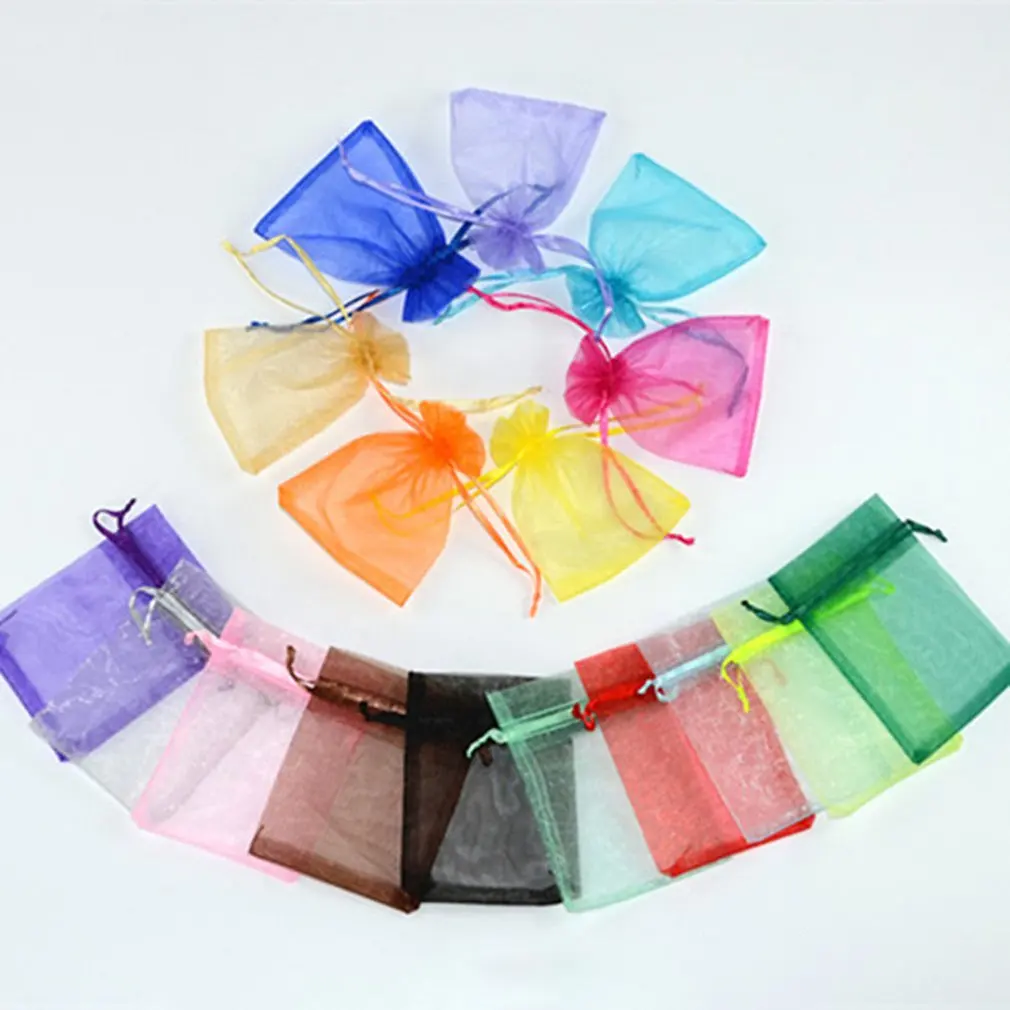 

50Pcs Organza Jewelry Gift Drawable Box Wedding Gift Candy Pouch Bag Plain Organza Pearl Bag Durable Bag