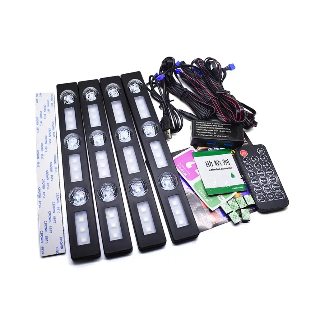 

Car Interior Atmosphere LED USB Remote Control Ambient Lighting Dash Floor Colorful LED Music Sound Control Lights Full of Stars