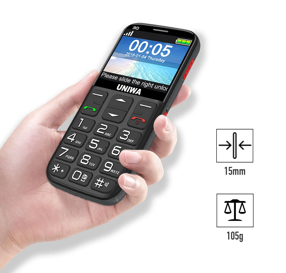 UNIWA V808G английская русская клавиатура 10 дней в режиме ожидания 3g WCDMA сильный фонарь Мобильный телефон большой SOS 3g мобильный телефон