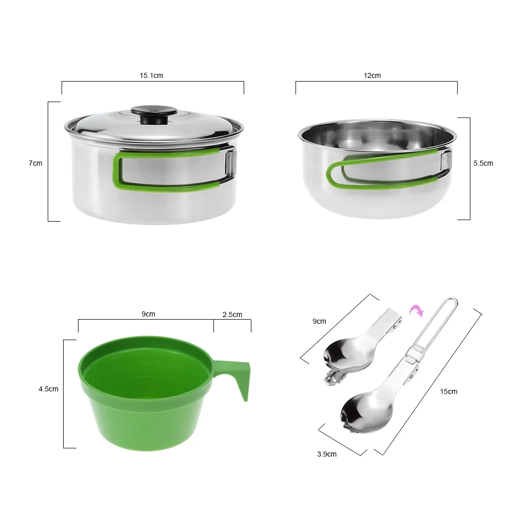 

Lixada Stove Outdoor Camping Hiking Cookware Backpacking Cooking Picnic Bowl Pot Set Stainless Steel Cook Set Camping Equipment