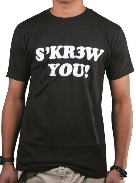 

Мужские черные Скейтбординг Kr3w YOU! Винтовая футболка FU NWT