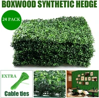 24pcs artificial leaves panels backyard grass privacy fence boxwood outdoor greenery screen faux plant wall backdrop