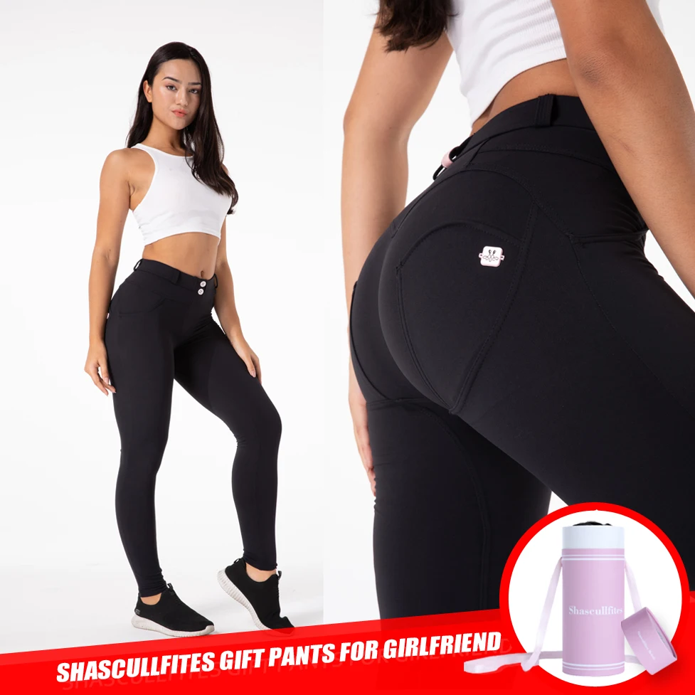 

Shascullfites Lulu Athletic Leggings Fitness Pants Womens Black Gym Leggings Mid Waist Training Tights Womens