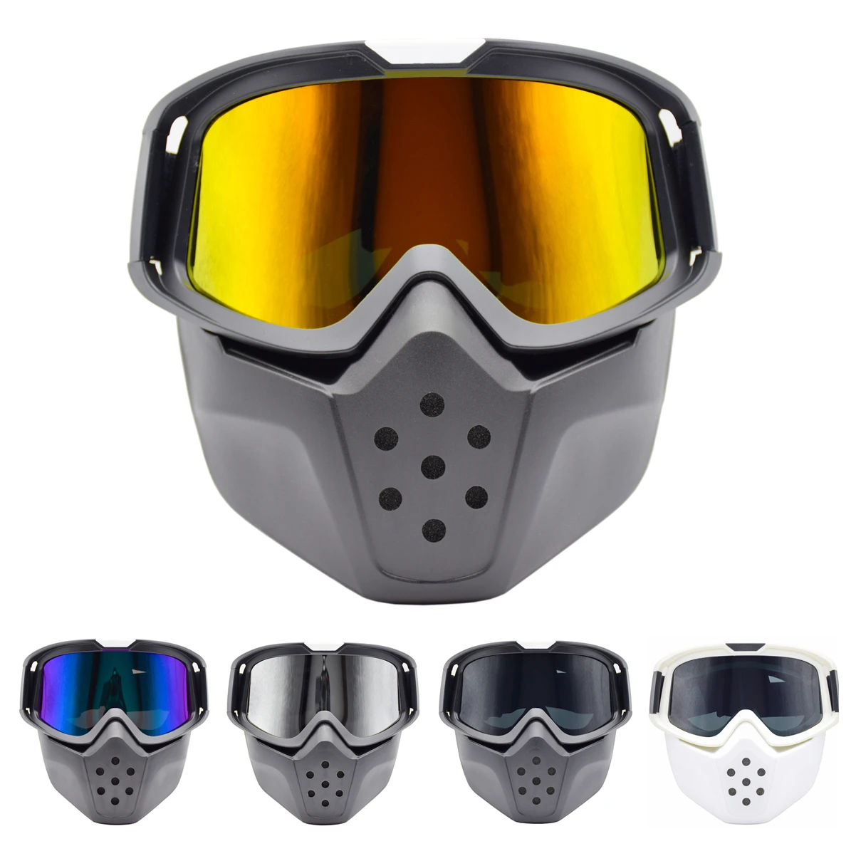 Ski Goggle Motorcycle Face Mask Goggles Motocross Motorbike Glasses Motor Open Detachable Helmets Vintage | Спорт и развлечения