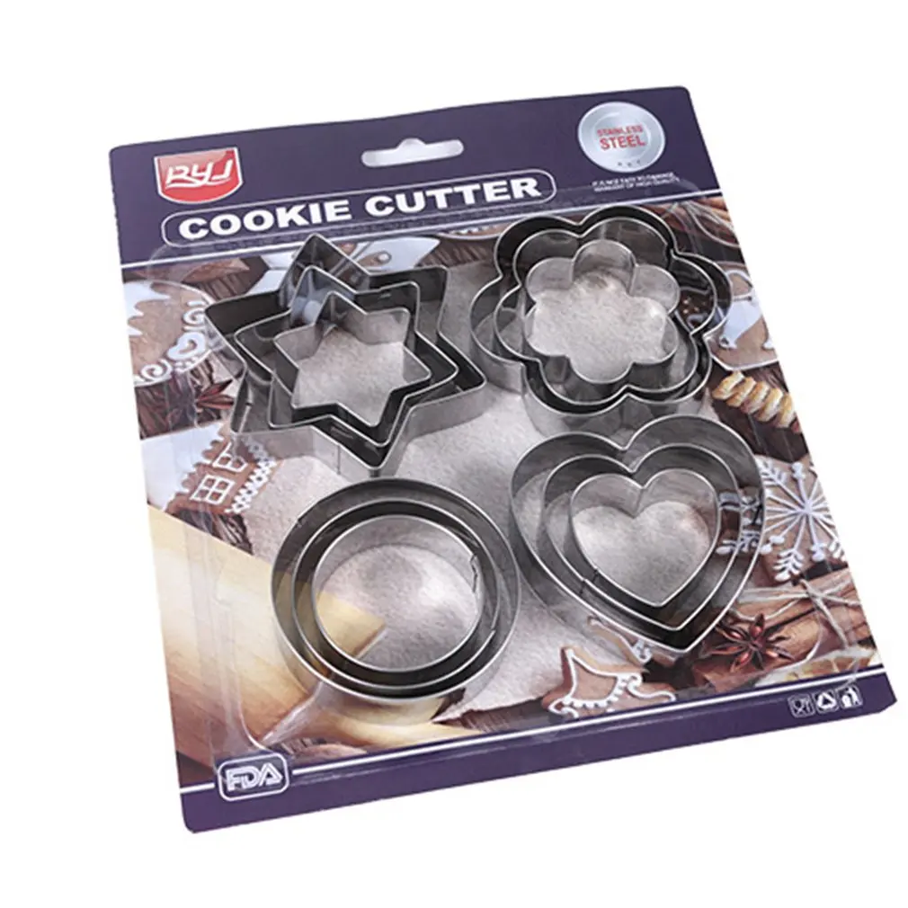 Нержавеющая сталь помадка торт выпечки формы круглое Сердце цветок звезды форма