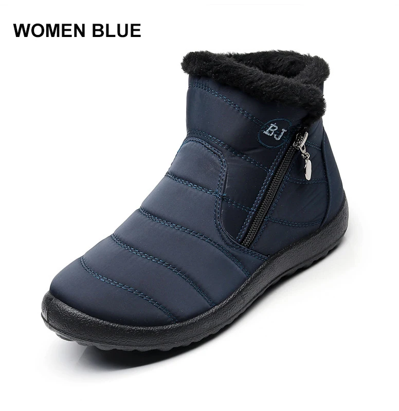 women blue Merkmak/Новинка года; Зимняя мужская обувь; модные теплые зимние ботинки; нескользящие водонепроницаемые ботильоны; однотонные ботинки для пар; большие размеры - Цвет: women blue