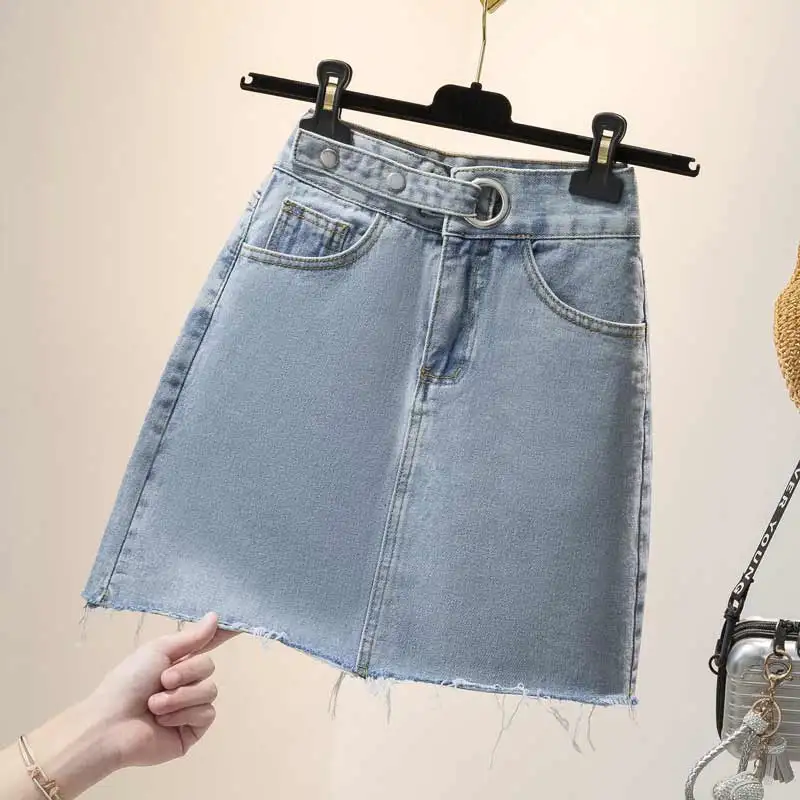 

Denim Mini Plus Size Oversized 5Xl Large Korean Fashion High-Waisted Vintage Summer Women'S Clothing Skirt Vetement Femme 2021