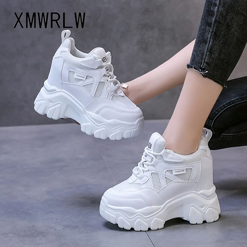 Женские кроссовки на массивном каблуке XMWRLW осень 2021 модные повседневные кожаные