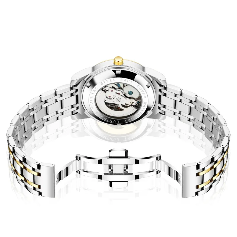 

Men Watches 2020 Top Brand Kingston Stainless Steel Strap Date Display Automatic Mechanical Watch Waterproof Business Wristatch