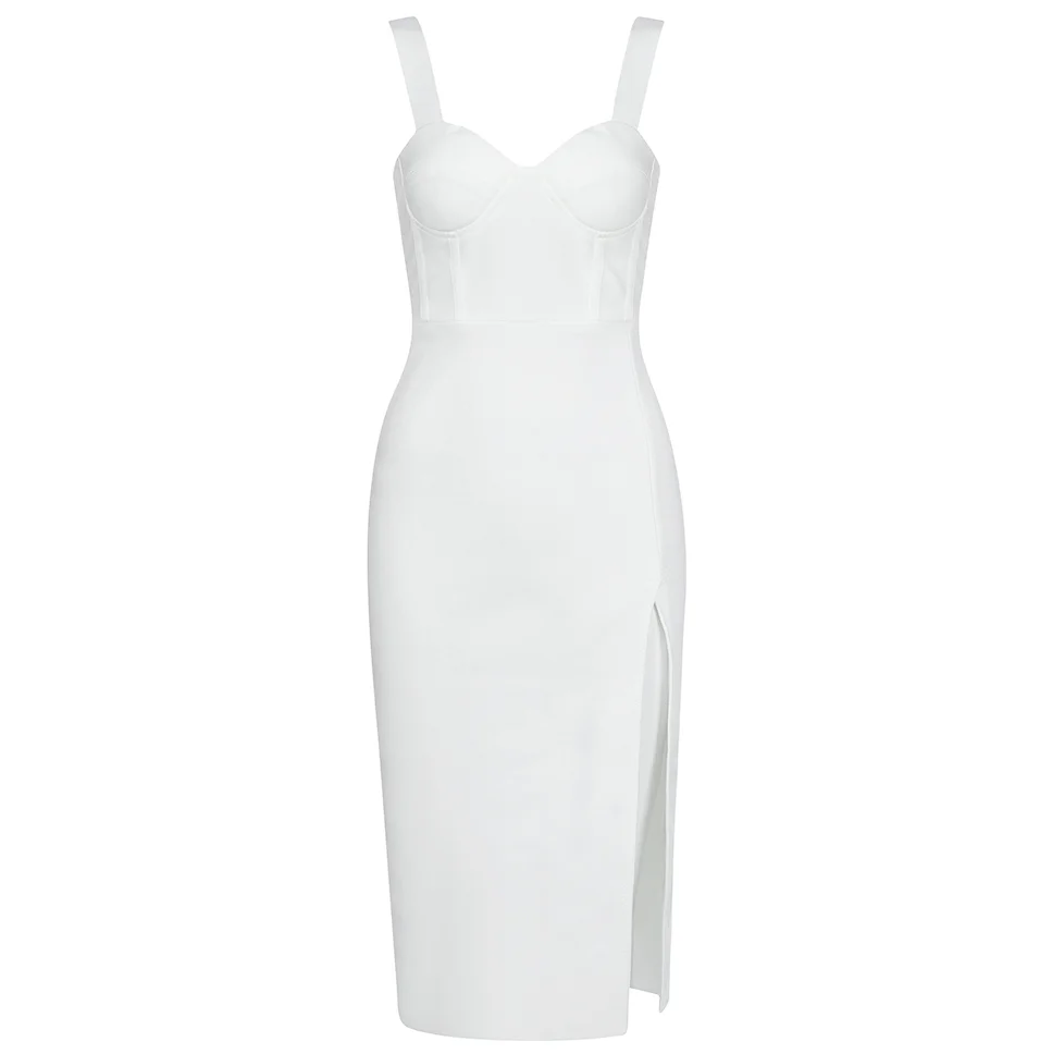 Женское облегающее платье без рукавов Белое Облегающее Платье с разрезом на лето