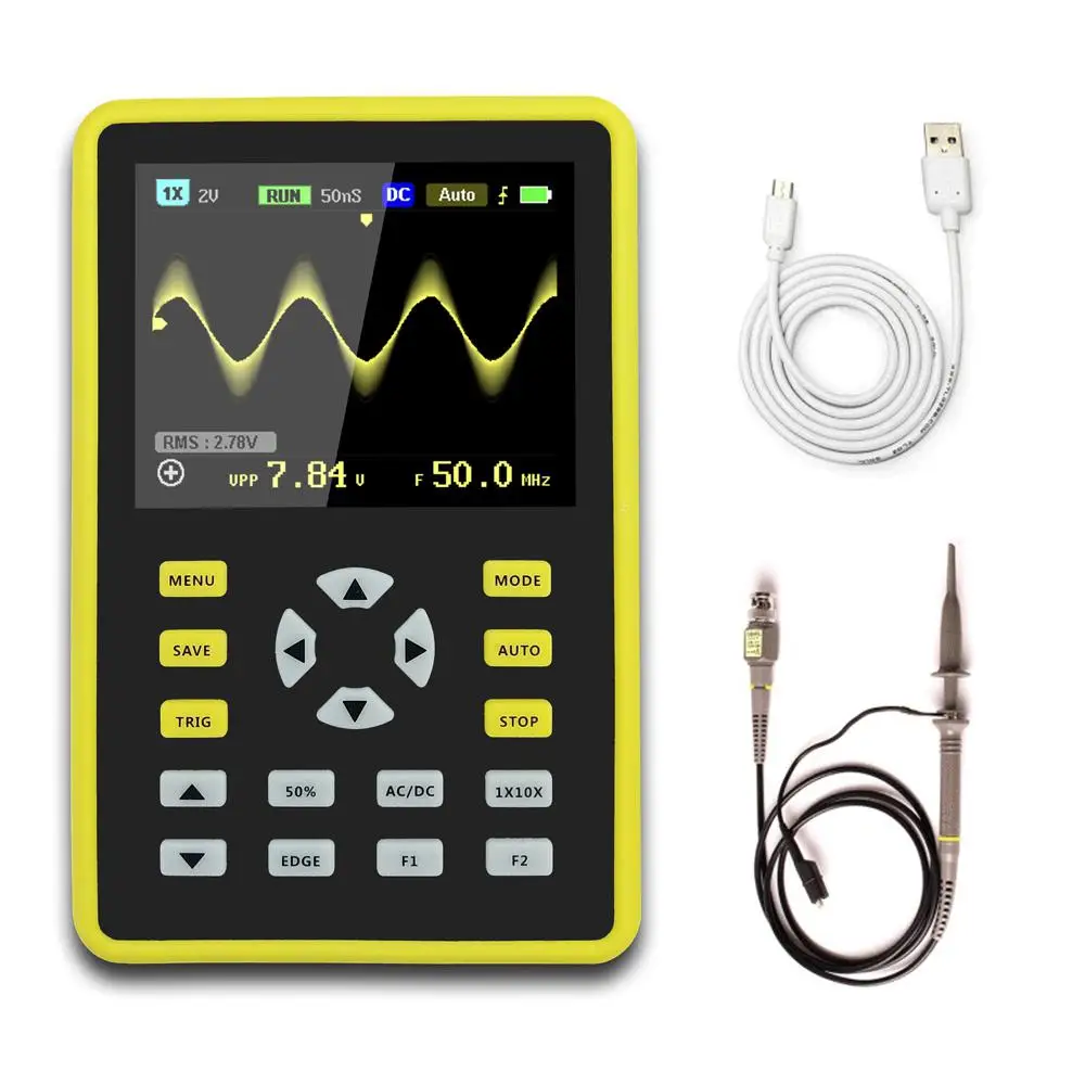 

Digital Mini Oscilloscope with 100MHz Bandwidth and 500MS/s Sampling Rate with 5012H 2.4" LCD Display Screen