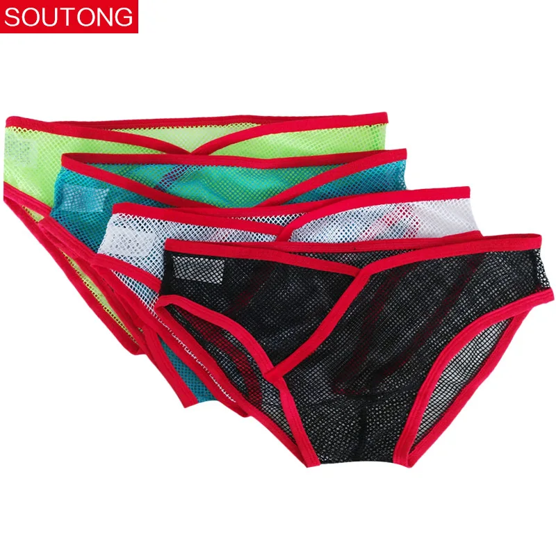Мужское нижнее белье брендовые прозрачные мужские сетчатые трусы Модные