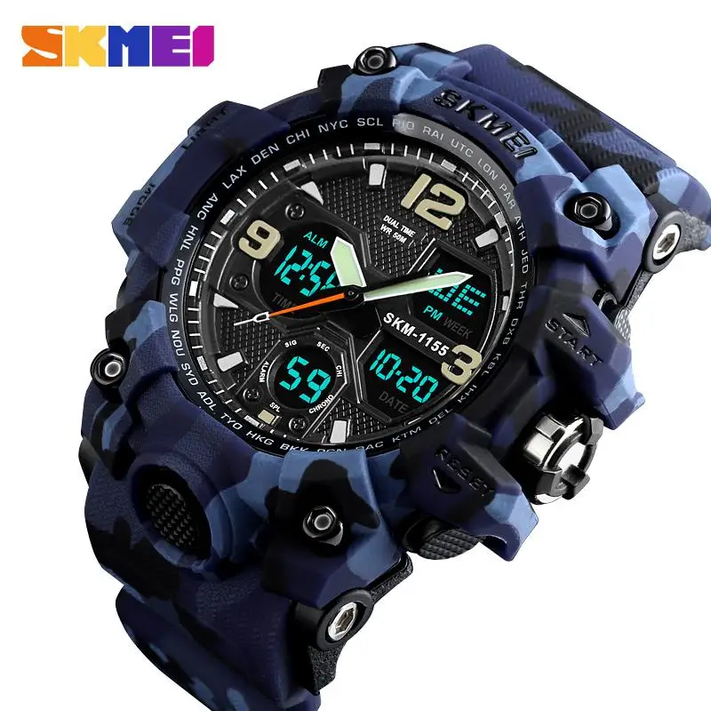 Top Brand SKMEI Sport Watch Men Military Digital Watches 5Bar Waterproof Dual Display Wristwatches Relogio Masculino 1155B