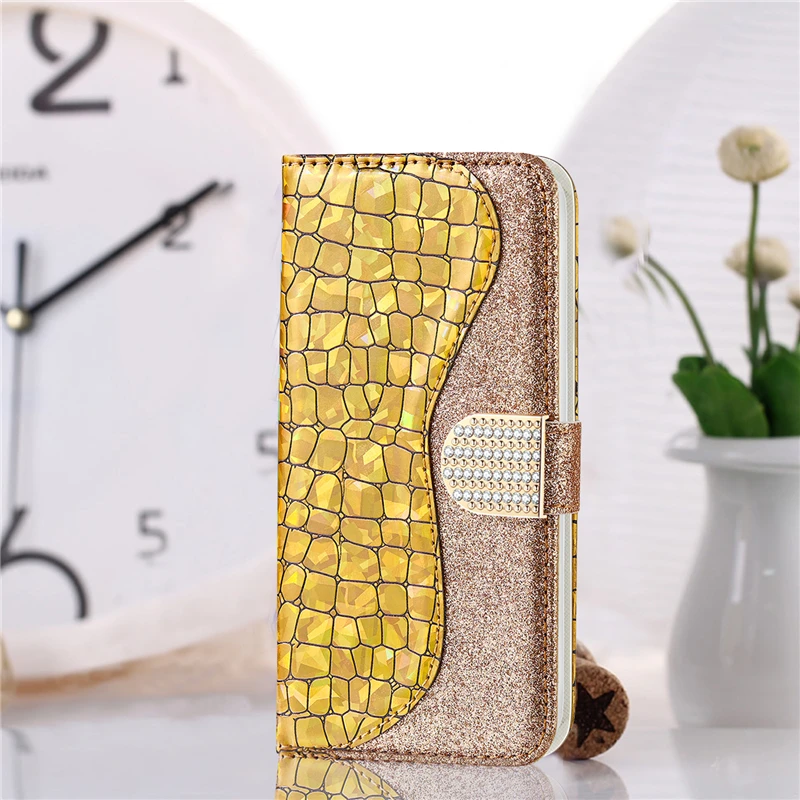 

Luxury Laser Diamond Leather Case For Samsung Galaxy S7 Edge S6 Glitter Phone Bags Magnetic Stand Funda Coque Shockproof