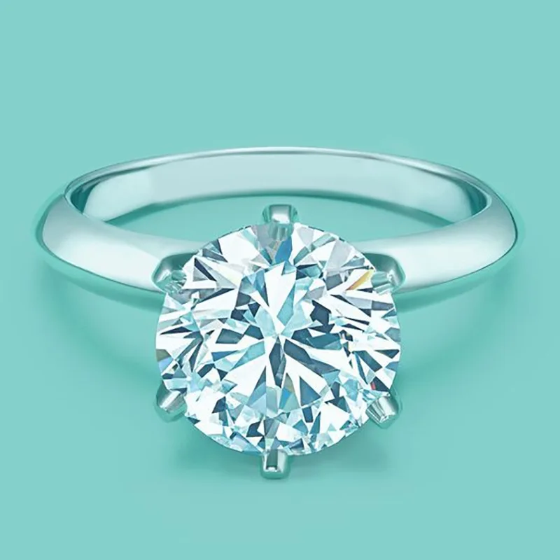 

2021 Hot Classic Round White Zircon Engagement Wedding Rings For Women Trendy Silver Color Female Bride Jewelry Valentine Gifts
