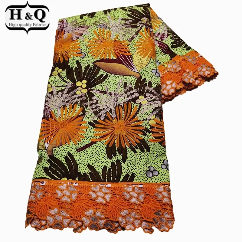 

H&Q latest nigerian guipure lace african wax fabric 100% cotton embroidery batik laces water soluble fabrics 6 yards/pcs W1234