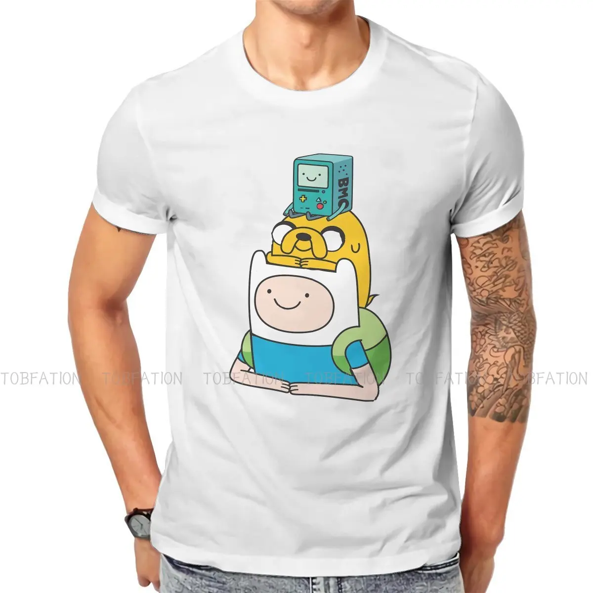 

Футболка мужская с графическим рисунком, винтажная свободная хлопковая рубашка с круглым вырезом, с принтом «Время приключений», с Финном Д...