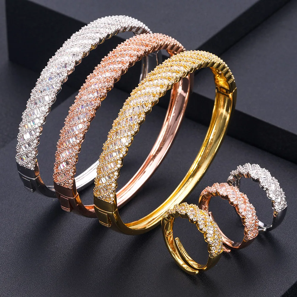 jankelly Luxury Square shap African Bangle Ring Set Fashion Bracelet Sets For Women Wedding Engagement brincos para as mulheres | Украшения