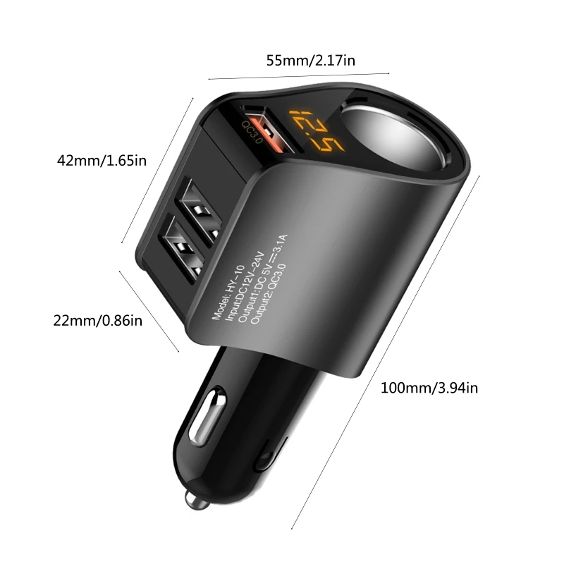 Автомобильный Разветвитель Прикуривателя 5 В 3 1 А порта USB для зарядки адаптер с