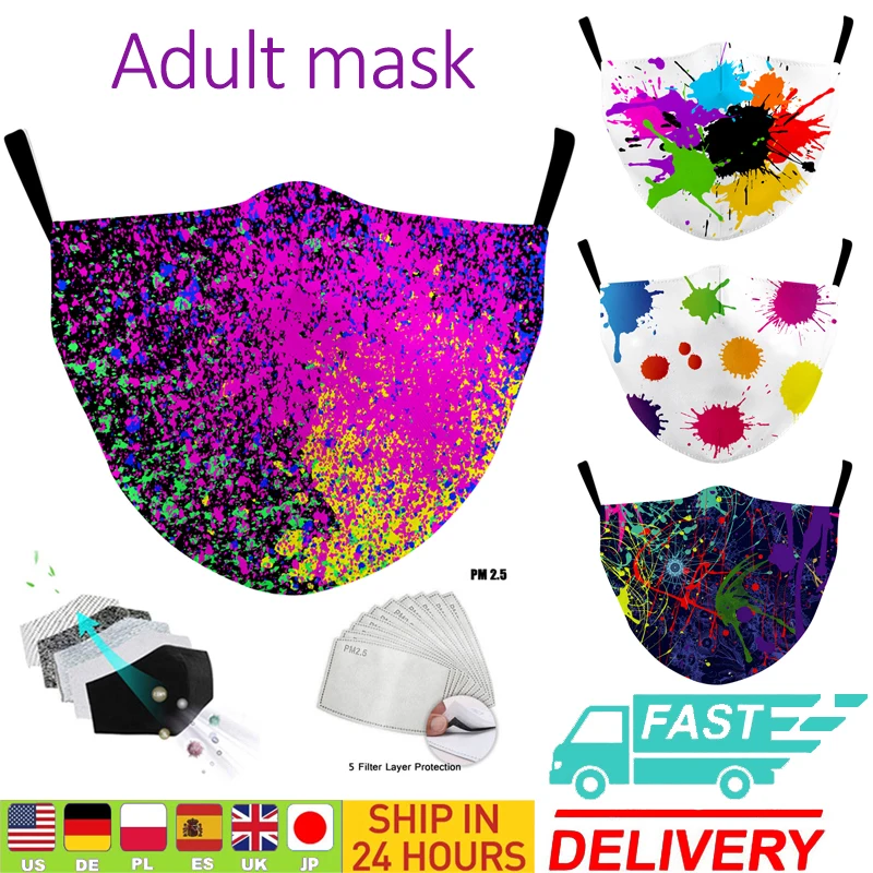 

Adult Masks Fashion Color Cotton Graffiti Print Face Mask Mascarilla Facemask Dustproof Filter Pm2.5 Mouth Washable Masks Fabric