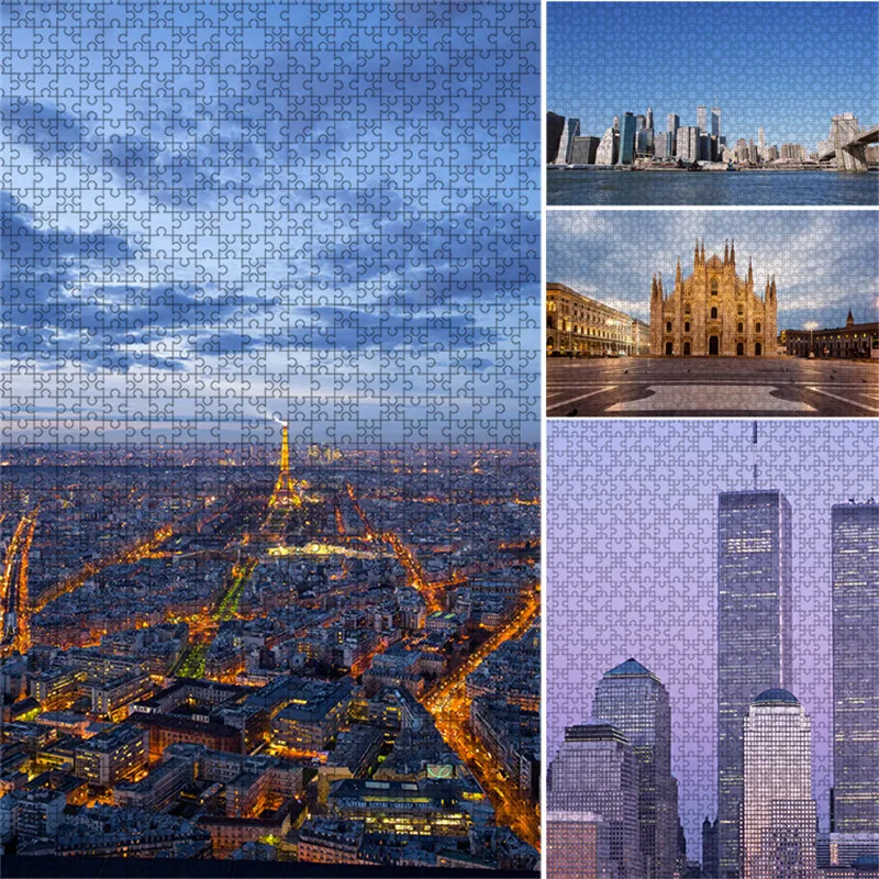 

Wooden Jigsaw Puzzle 500 PCS for Adults Paris Tokyo Modern City Toys DIY Crafts for Children Xmas Gifts Home Decoration