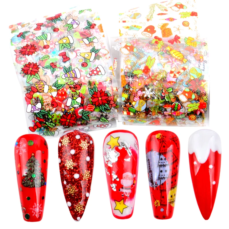

1 Set Roll Flower Nail Decals Retro Christmas Nail Foil Nail Transfer Sticker Sweet Paris Script Nail Designs Manicure