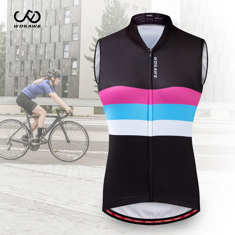 

WOSAWE Woman MTB Cycling jersey Breathable Windproof Reflective ciclismo female Bicycle Riding Sleeveless bike shirts jersey
