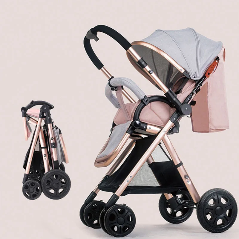 Babyfond светильник, детская коляска с зонтиком, высокий пейзаж, двусторонняя детская коляска, четыре колеса, ударная складная детская коляска, отправка 8 подарков
