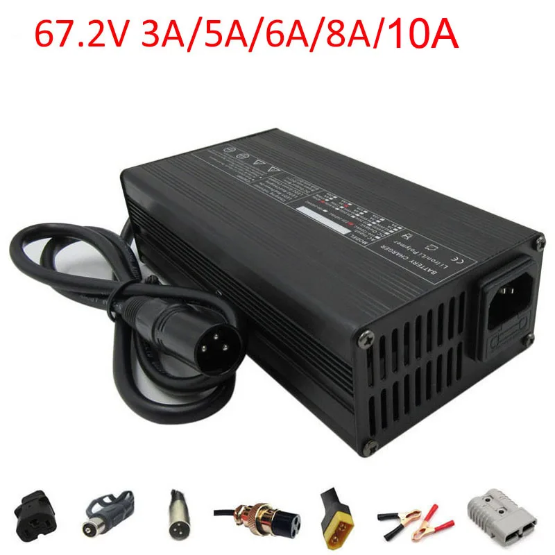 Carregador para 16s 6a 8a 10a Ebike Li-ion Lítio Bicicleta Elétrica Scooter Motocicleta Bateria Carregador Rápido 60 v 67.2v 3a 5a