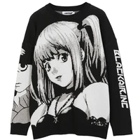 mens hip hop streetwear harajuku sweater vintage retro japanese style anime girl knitted sweater 2020 autumn cotton pullover