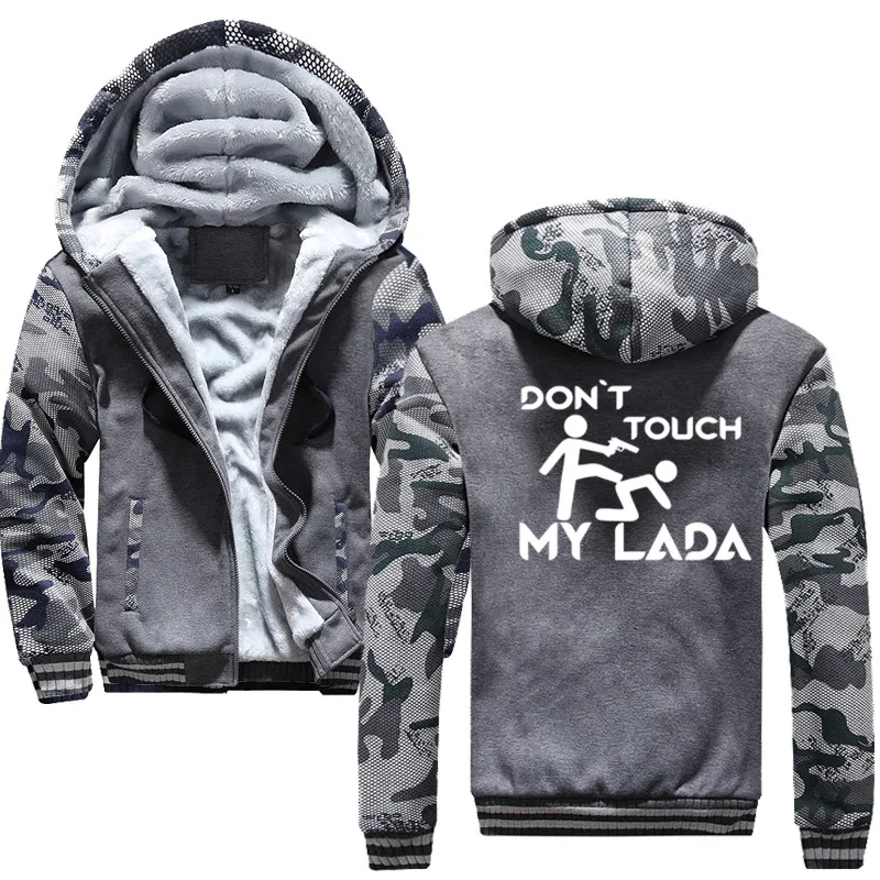 Толстовка Don't touch my lada мужское шерстяное зимнее утепленное пальто с капюшоном