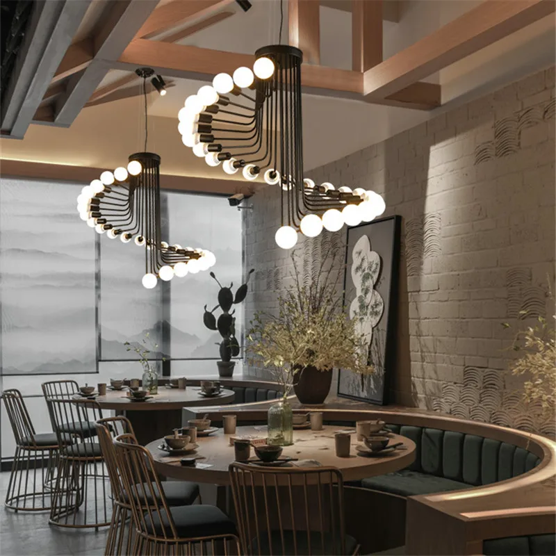 

American Country Retro Ceiling Fixture Black 16/26 Heads Iron Pendant Lamp Creative Cafe Bar Restaurant Spiral Droplight