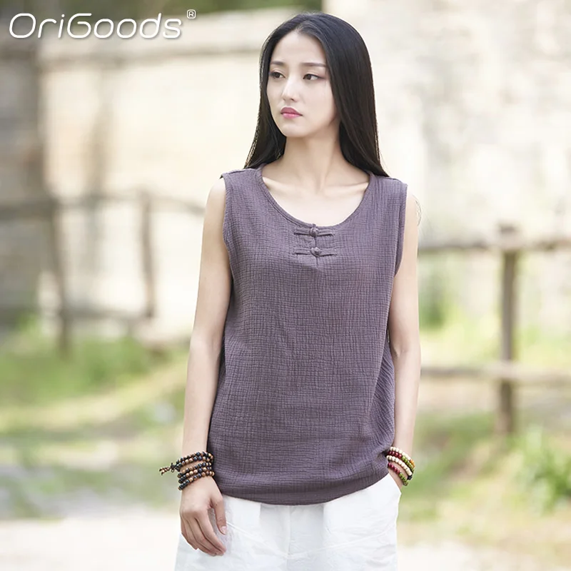 Майка женская хлопковая в китайском стиле без рукавов B159 | Женская одежда