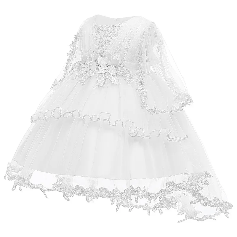 Vestidos/Одежда для маленьких девочек платье для малышей кружевное платье без рукавов с бантом для девочек на день рождения, костюм для малышей от 3 до 24 месяцев - Цвет: white