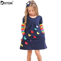 dxton 2018 new girls dresses long sleeve baby girls winter dresses kids cotton clothing casual dresses for 2 8 years children