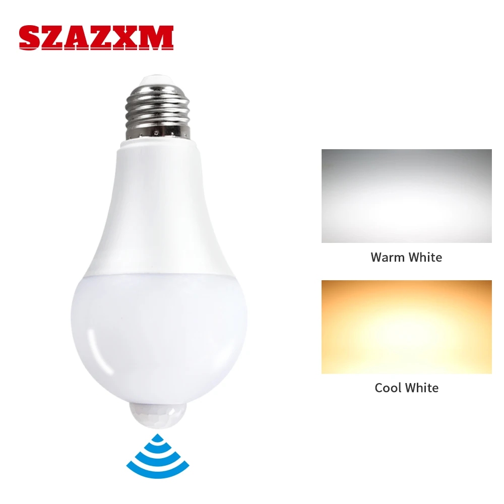 

SZAZXM LED human body induction bulb white light warm white E27 AC voltage 9W12W15W18W for corridor public place lighting