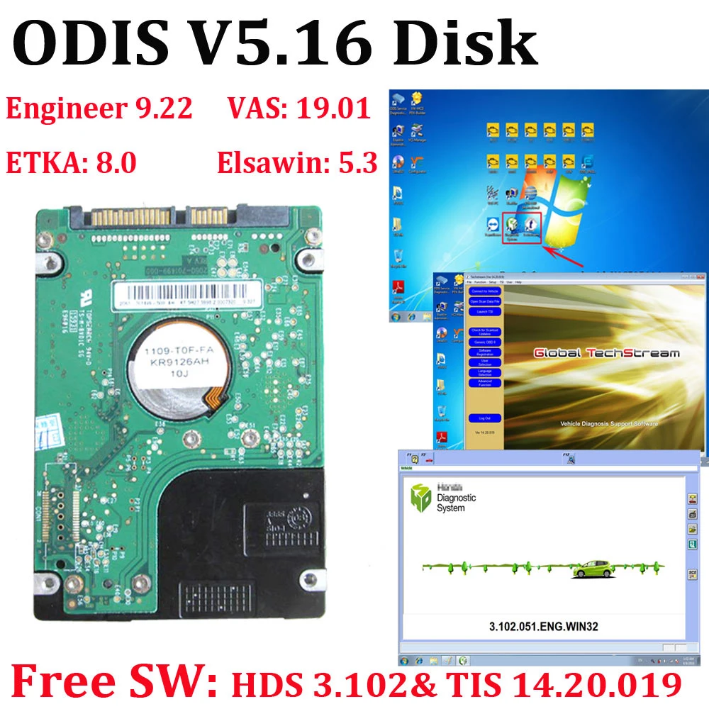 ODIS 5.16 Disk only Высокое качество VAS 5054A OKI полный чип Bluetooth VAS5054A ODIS5.16 Keygen OBD2 сканер VAG автомобильный диагностический инструмент vas 5054 ODIS5.16 - Цвет: ODIS 5.16 Disk only