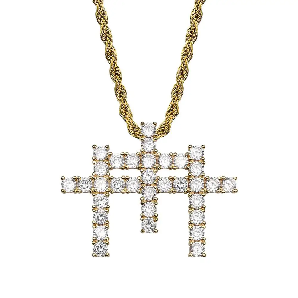 Цепочка мужская с кулоном в виде креста однотонная подвеска стиле хип-хоп